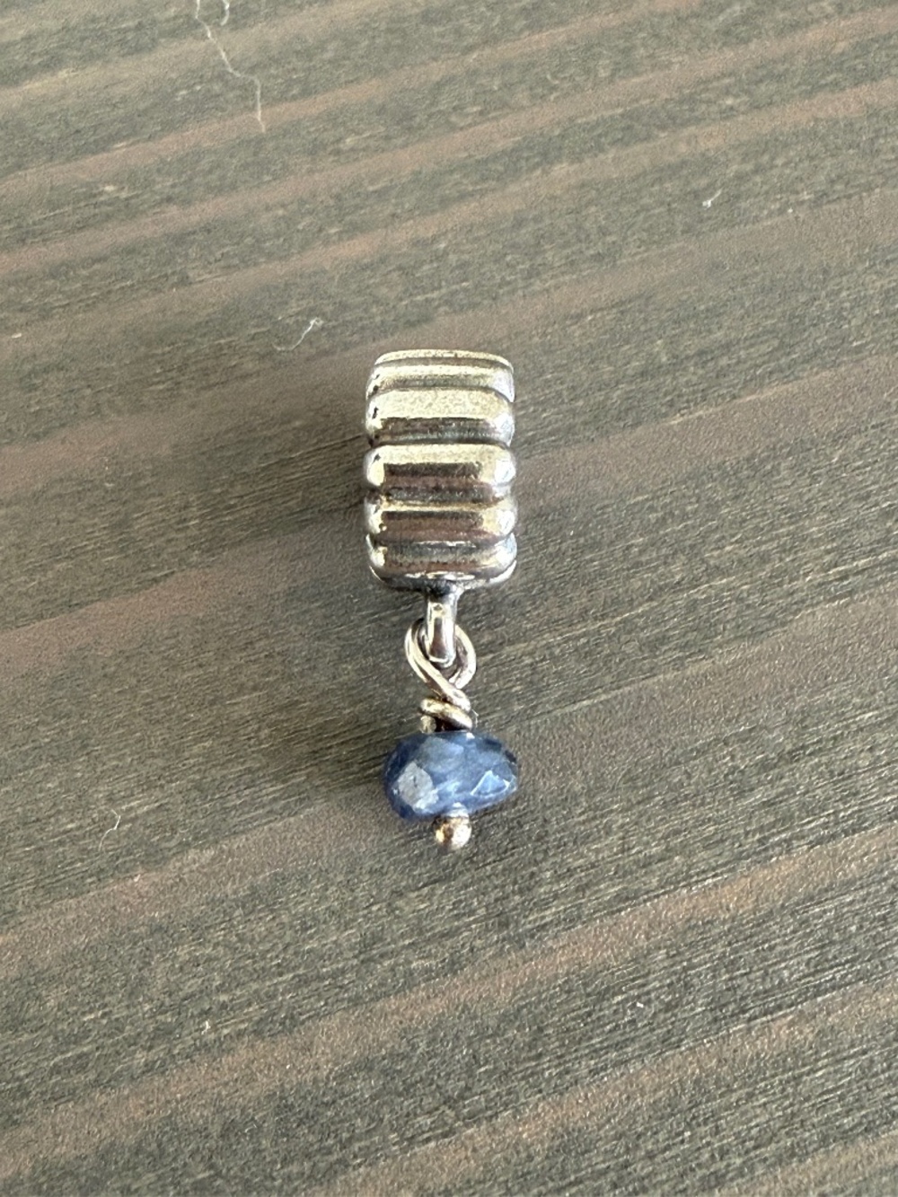 Pandora ALE S925 Sterling Silver Dangle Charm with Blue Bead